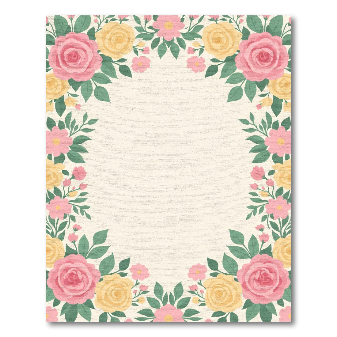 Pink Yellow Floral Wreath Accent Rug