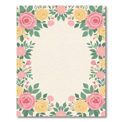 Pink Yellow Floral Wreath Accent Rug