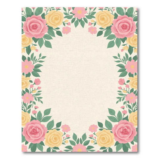 Pink Yellow Floral Wreath Accent Rug