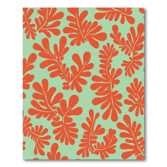 Orange Coral Seafoam Fern Pattern Rug