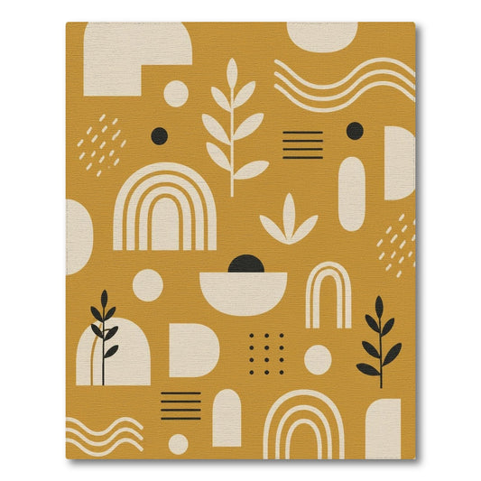 Yellow Geometric Modern Washable Area Rug