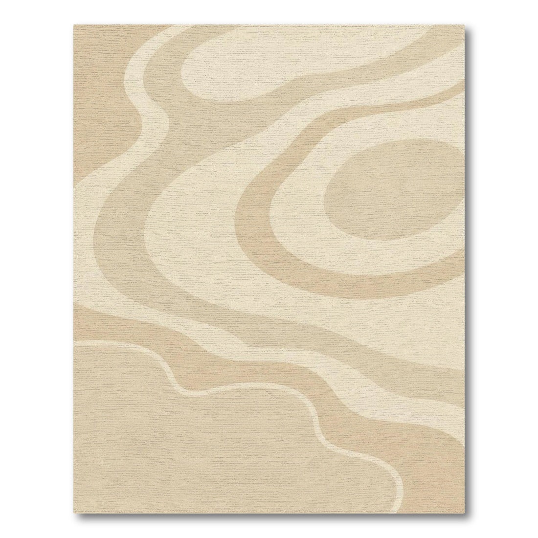 Beige Wavy Abstract Area Rug