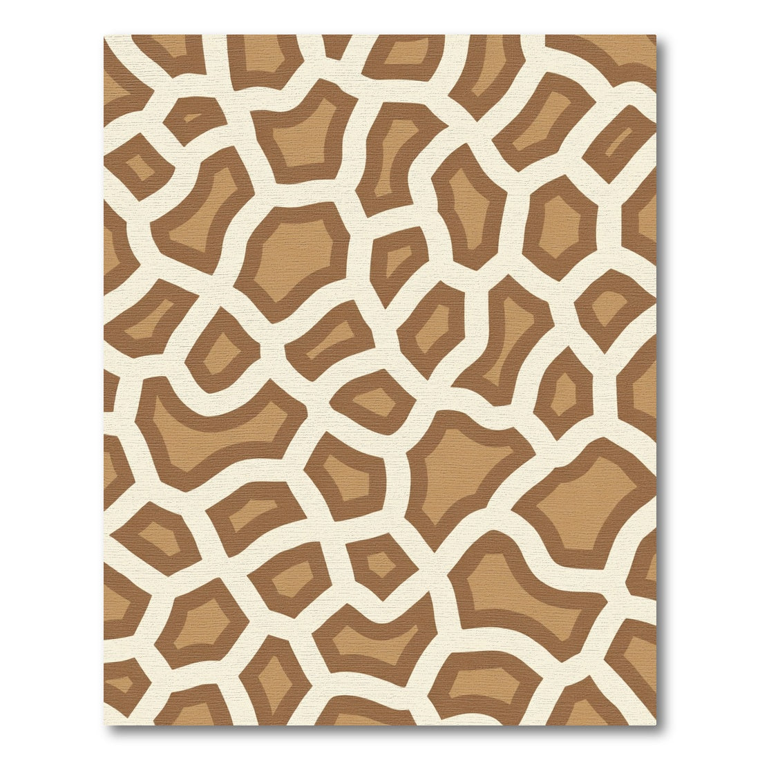 Tan Cream Animal Print Geometric Rug