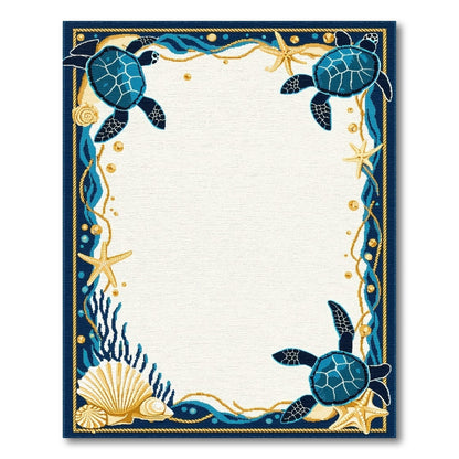 Washable Coastal Sea Turtle Area Rug