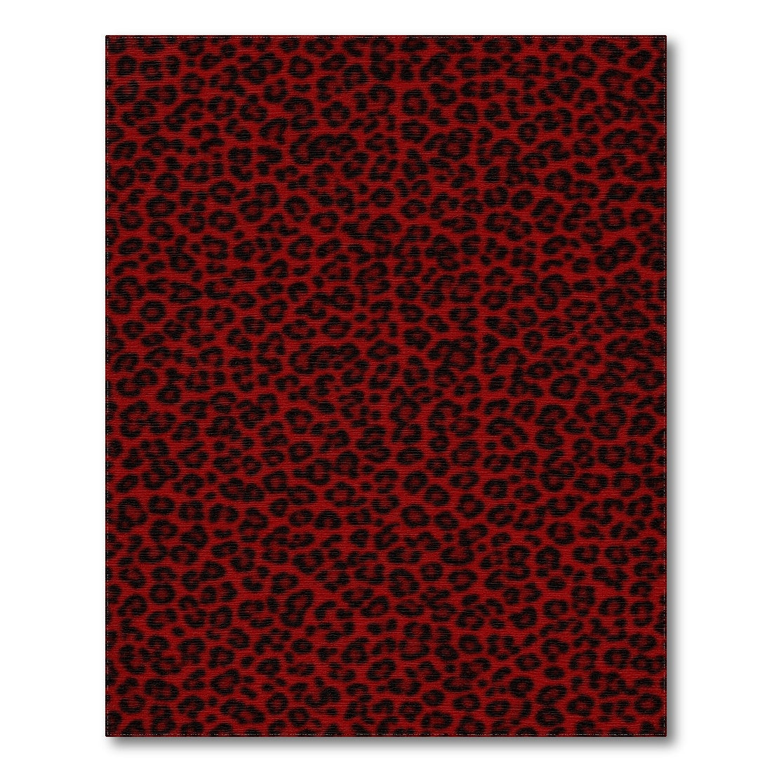 Bold Red Leopard Print Washable Area Rug