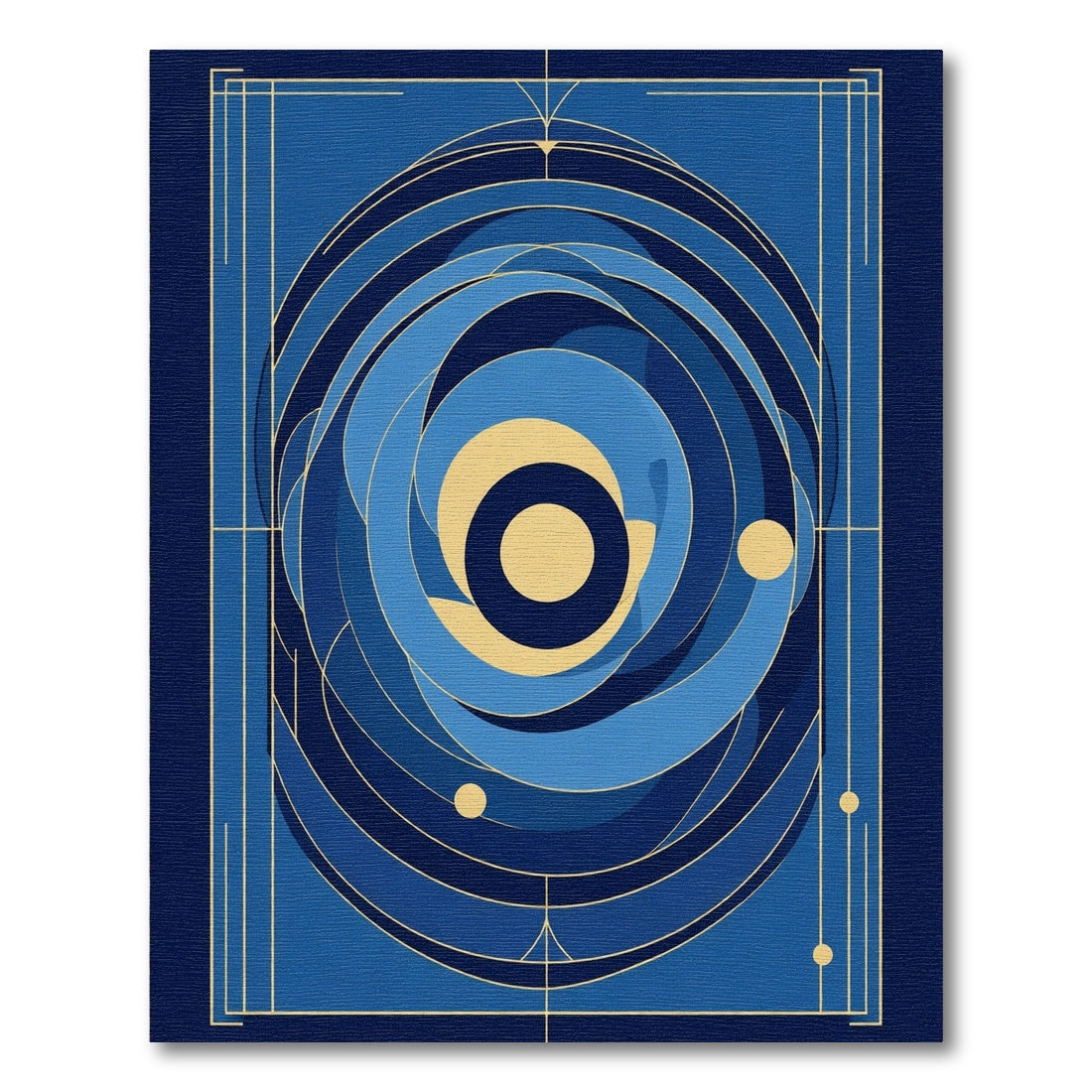 Deep Blue Geometric Swirl Art Deco Rug