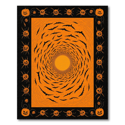 Spiral Bat Vortex Orange Halloween Area Rug