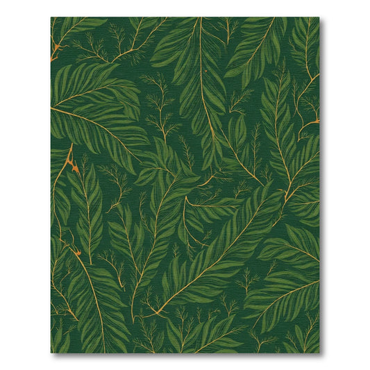 Emerald Green Leafy Branch Arrangement Rug