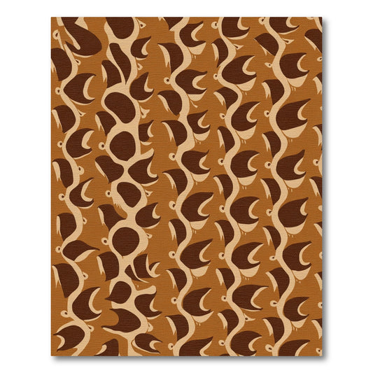 Brown Tan Abstract Vine Swirl Rug