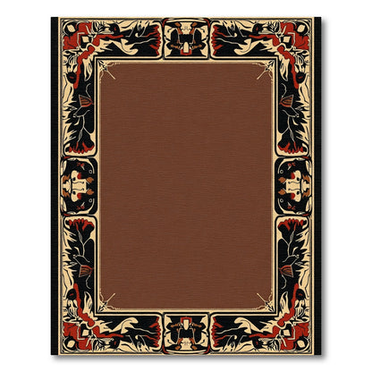 Bold Red Black Cream Border Rug