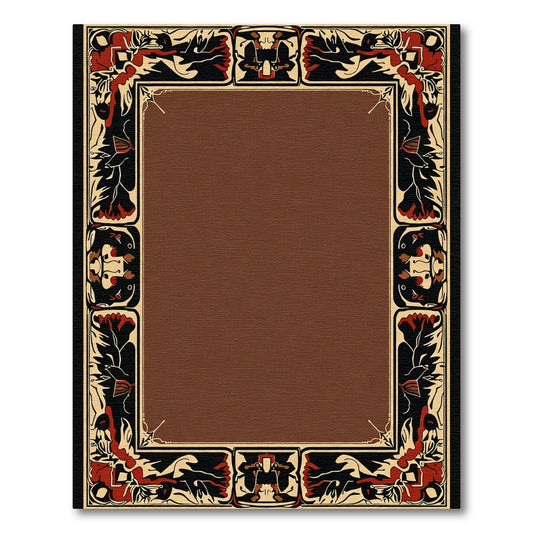 Bold Red Black Cream Border Rug