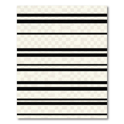 Black and Cream Horizontal Stripe Rug