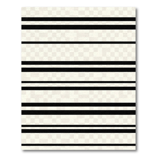 Black and Cream Horizontal Stripe Rug