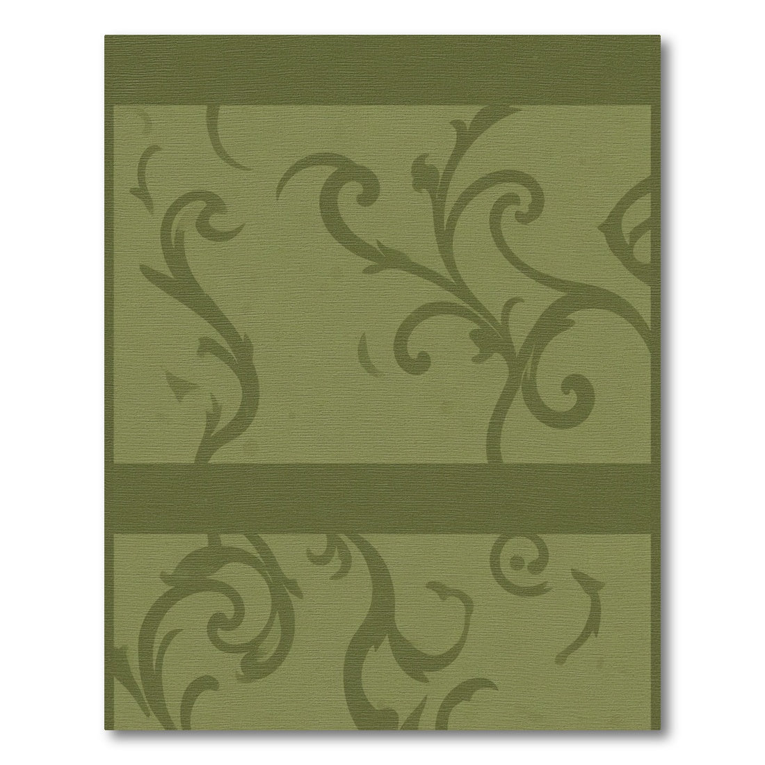 Olive Green Vintage Scrollwork Rug
