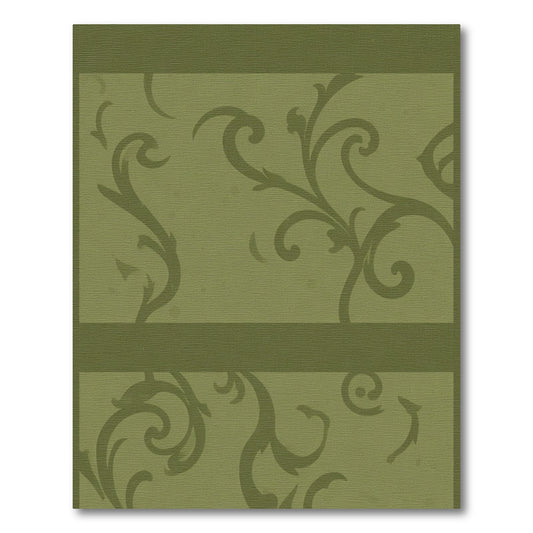 Olive Green Vintage Scrollwork Rug