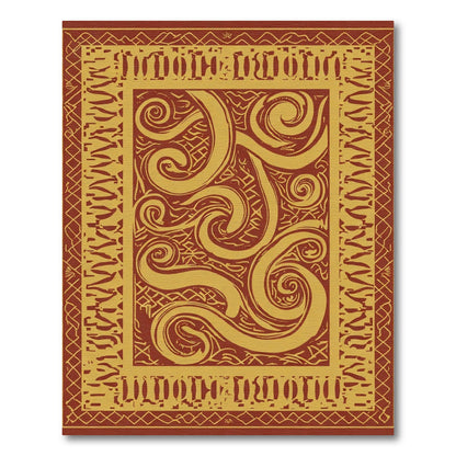 Crimson Swirl Tribal Border Rug
