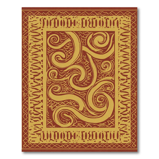 Crimson Swirl Tribal Border Rug