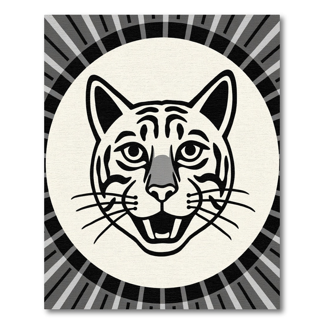 Black White Tiger Sunburst Rug