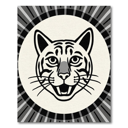 Black White Tiger Sunburst Rug