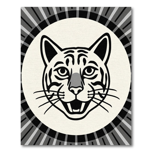 Black White Tiger Sunburst Rug