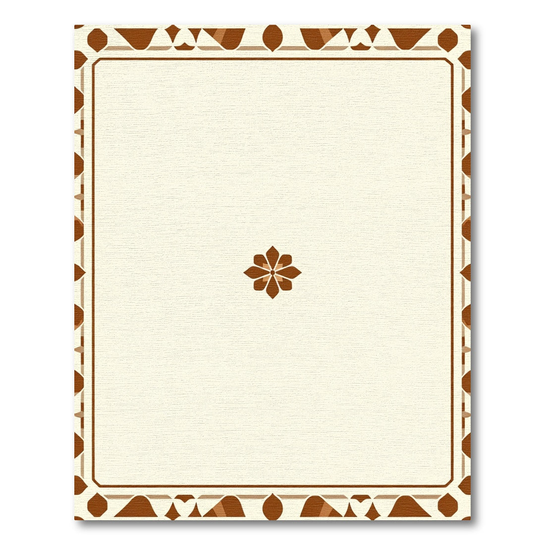 Brown Floral Medallion Bordered Frame Rug