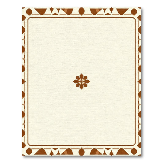Brown Floral Medallion Bordered Frame Rug