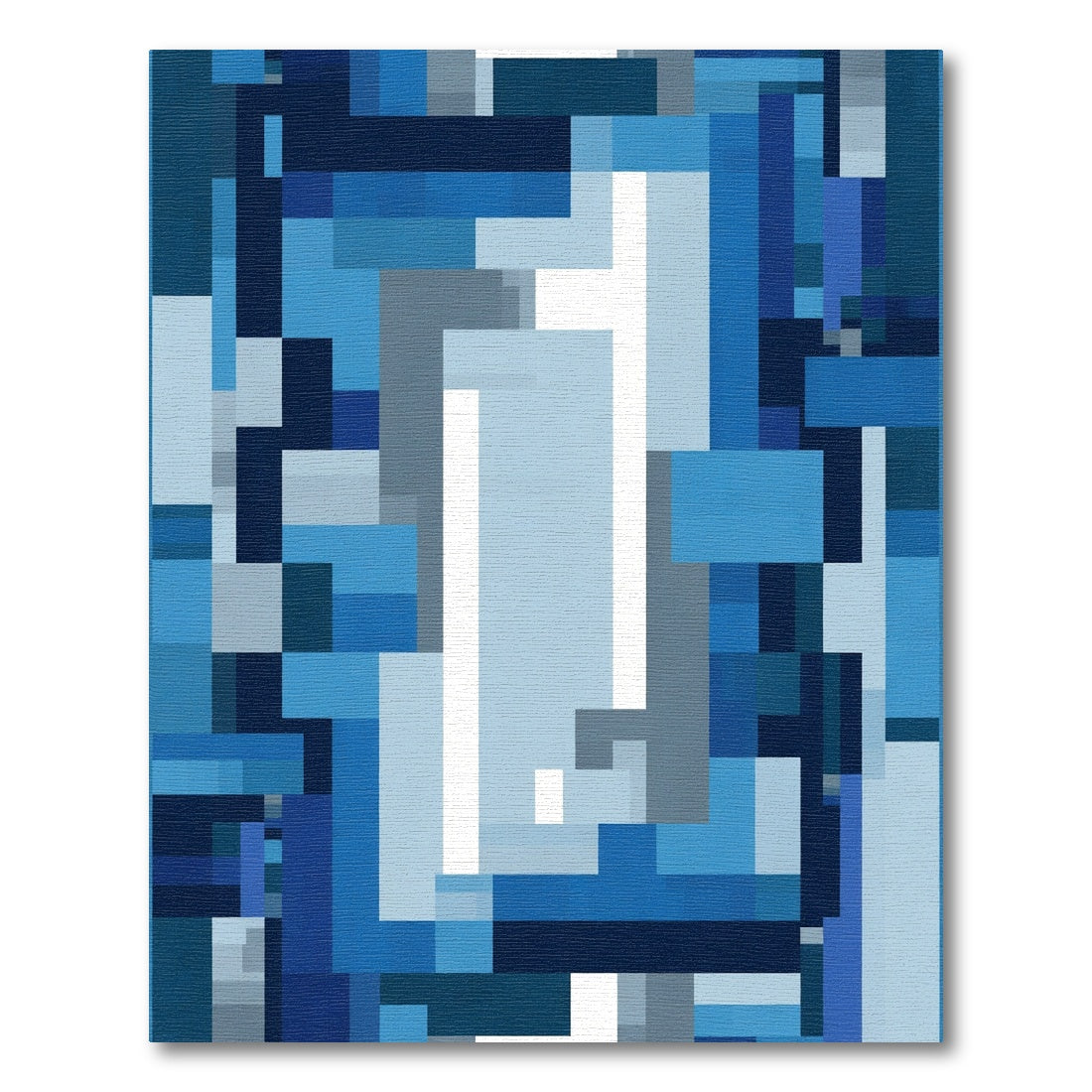 Cool Blue Geometric Abstract Rug