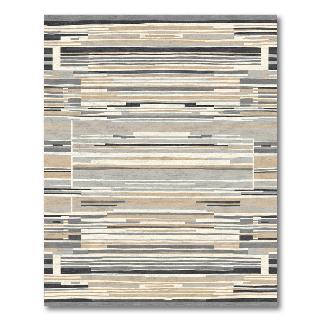 Neutral Tone Abstract Horizontal Stripe Rug
