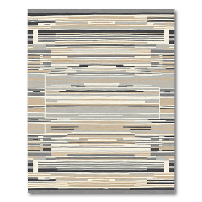Neutral Tone Abstract Horizontal Stripe Rug