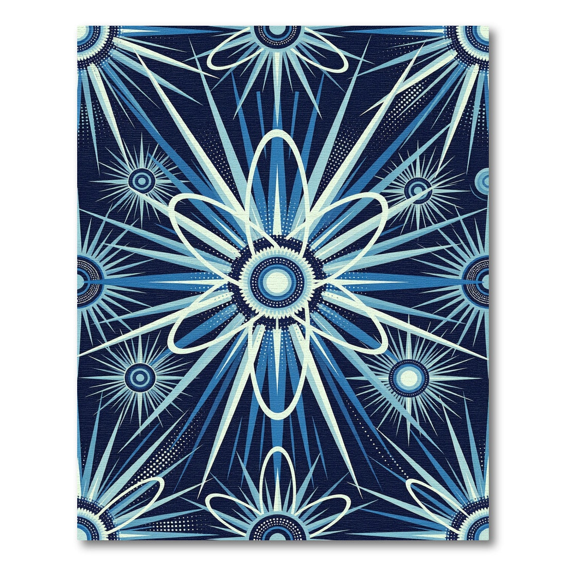 Deep Blue Starburst Floral Rug
