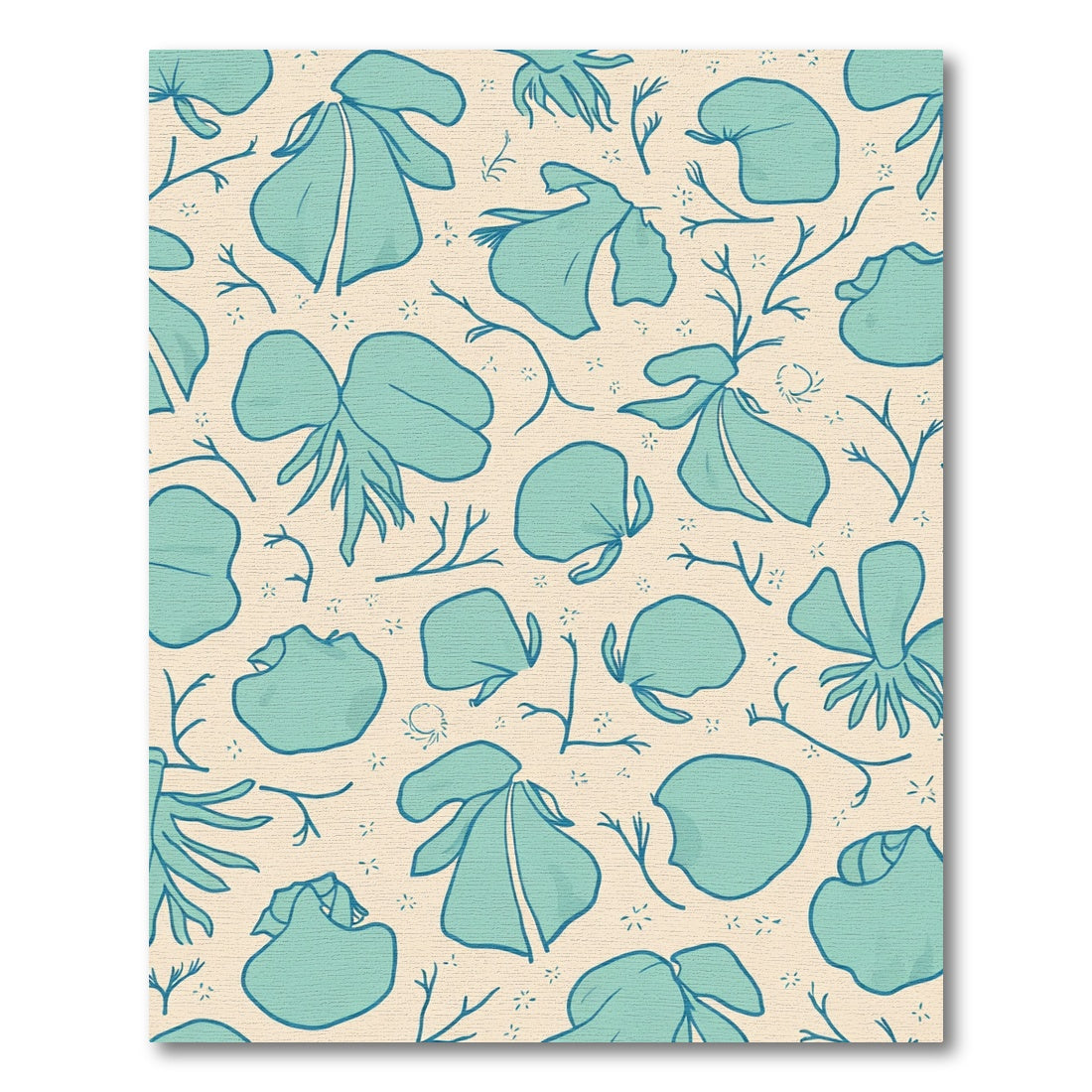 Aqua Petal Organic Branch Composition Rug
