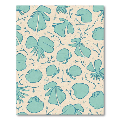 Aqua Petal Organic Branch Composition Rug