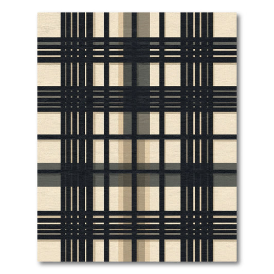 Dark Blue Beige Plaid Tartan Rug