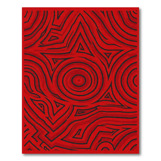 Crimson Abstract Geometric Swirl Rug