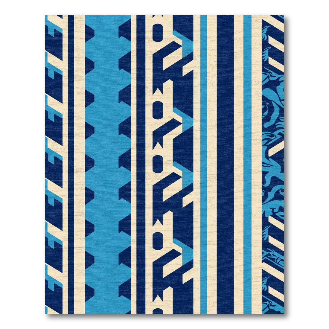 Navajo Inspired Blue Cream Geometric Stripes Rug