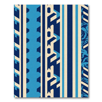 Navajo Inspired Blue Cream Geometric Stripes Rug