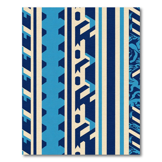 Navajo Inspired Blue Cream Geometric Stripes Rug