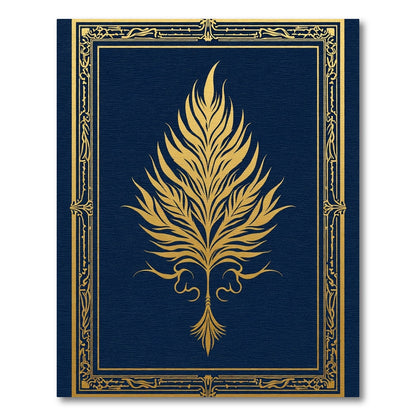 Golden Art Nouveau Foliage Navy Rug