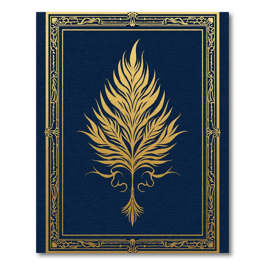 Golden Art Nouveau Foliage Navy Rug