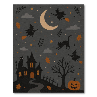Grey Halloween Witches Cats Kids Cartoon Area Rug