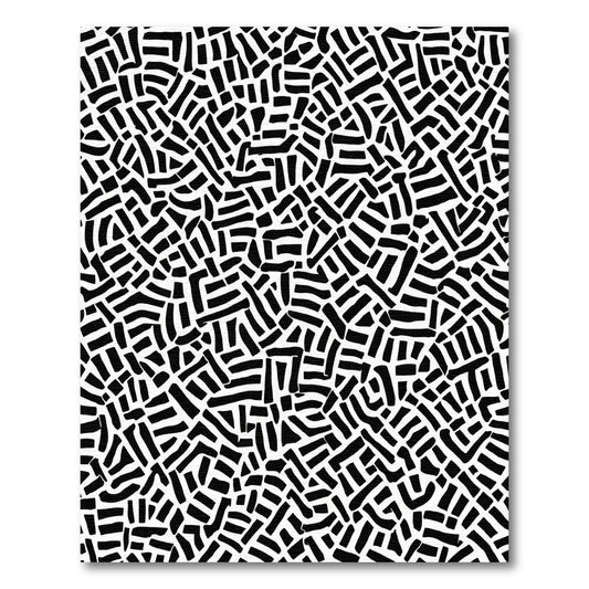 Abstract Black White Braided Lines Rug