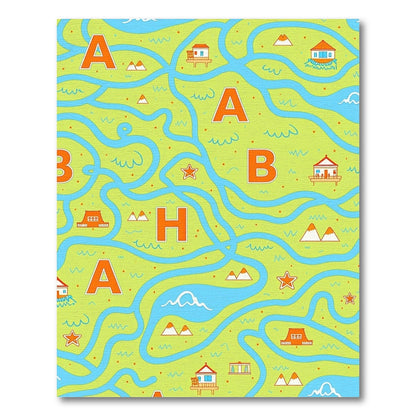 Whimsical Map Houses and Rivers Rug
