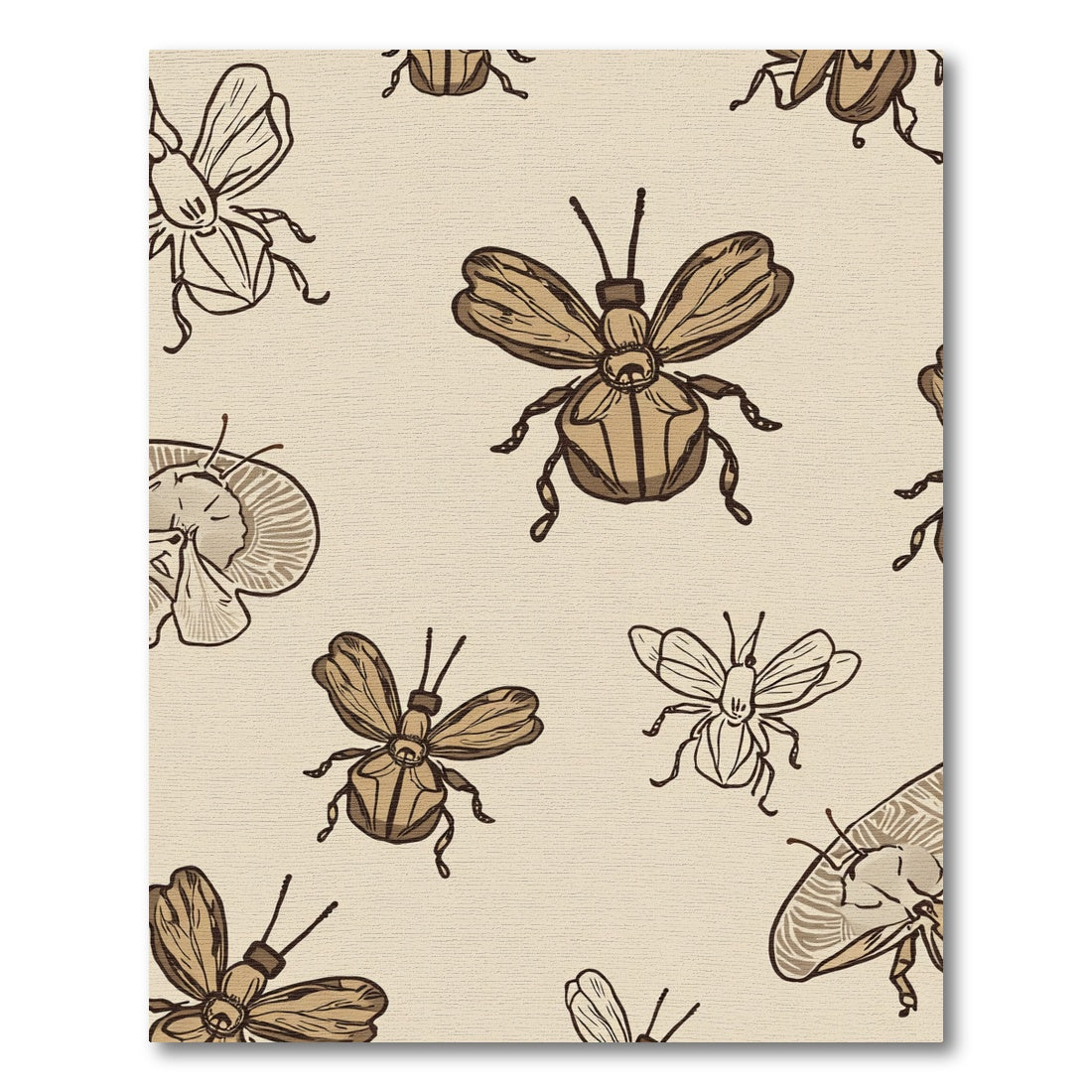 Brown Insect Vintage Sketch Collection Rug
