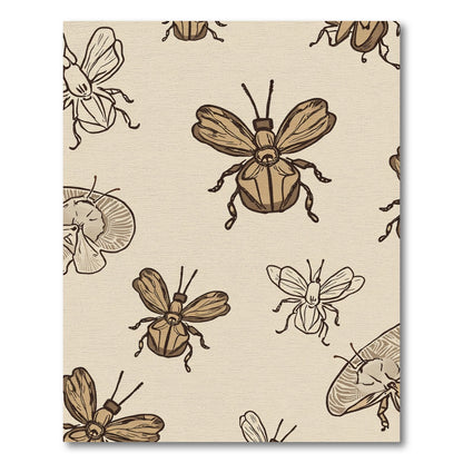 Brown Insect Vintage Sketch Collection Rug