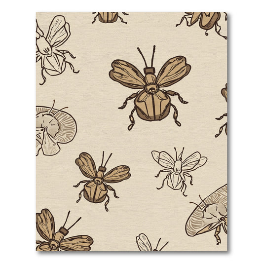 Brown Insect Vintage Sketch Collection Rug