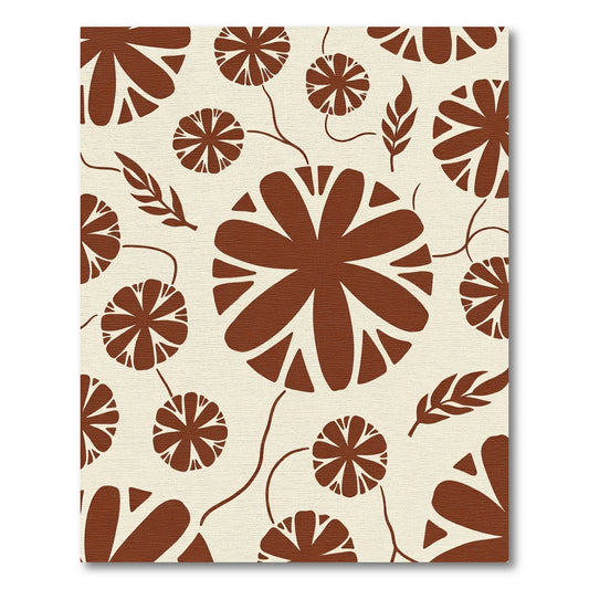 Terracotta Floral Vine Silhouette Rug