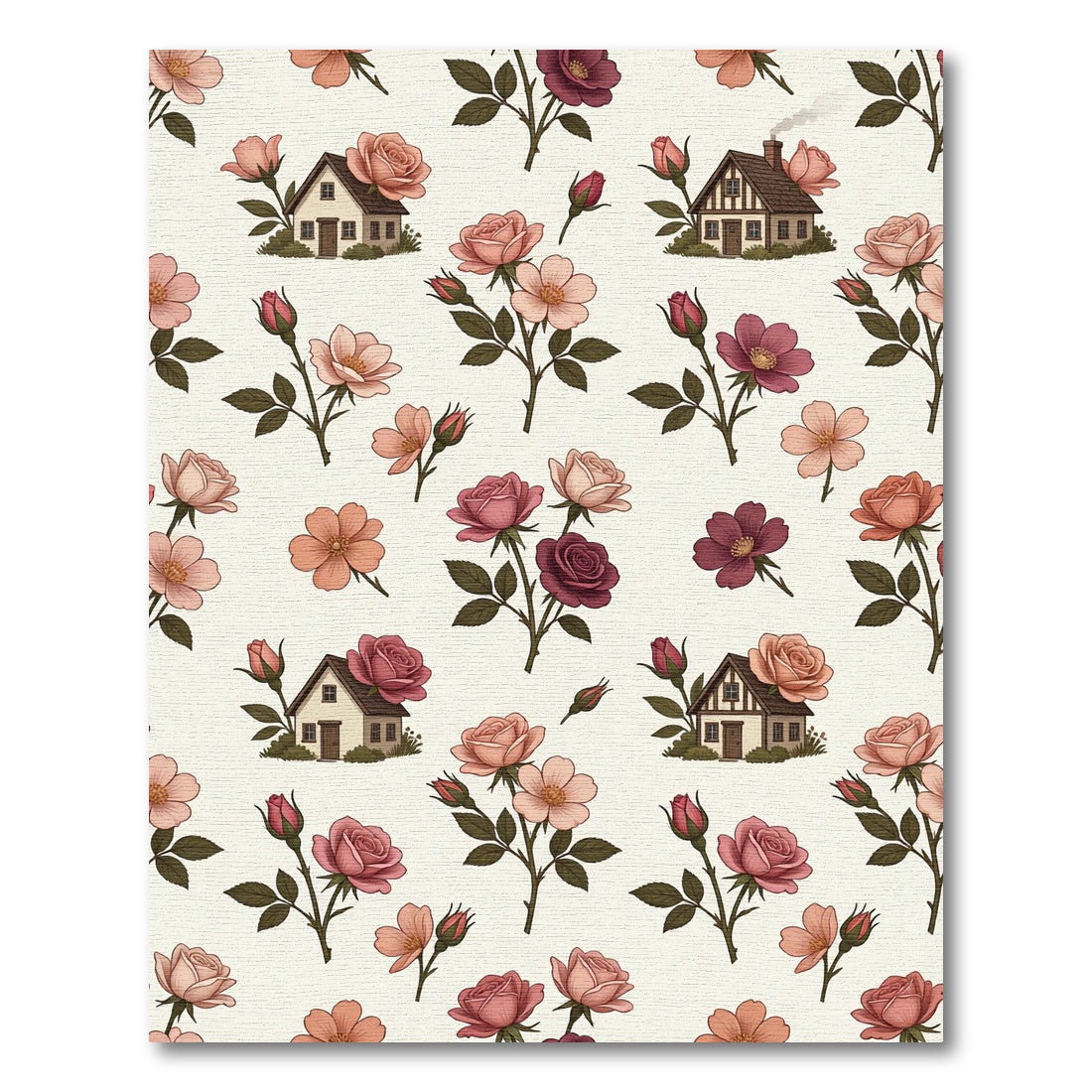 Vintage Rose Garden Cottage Harmony Rug