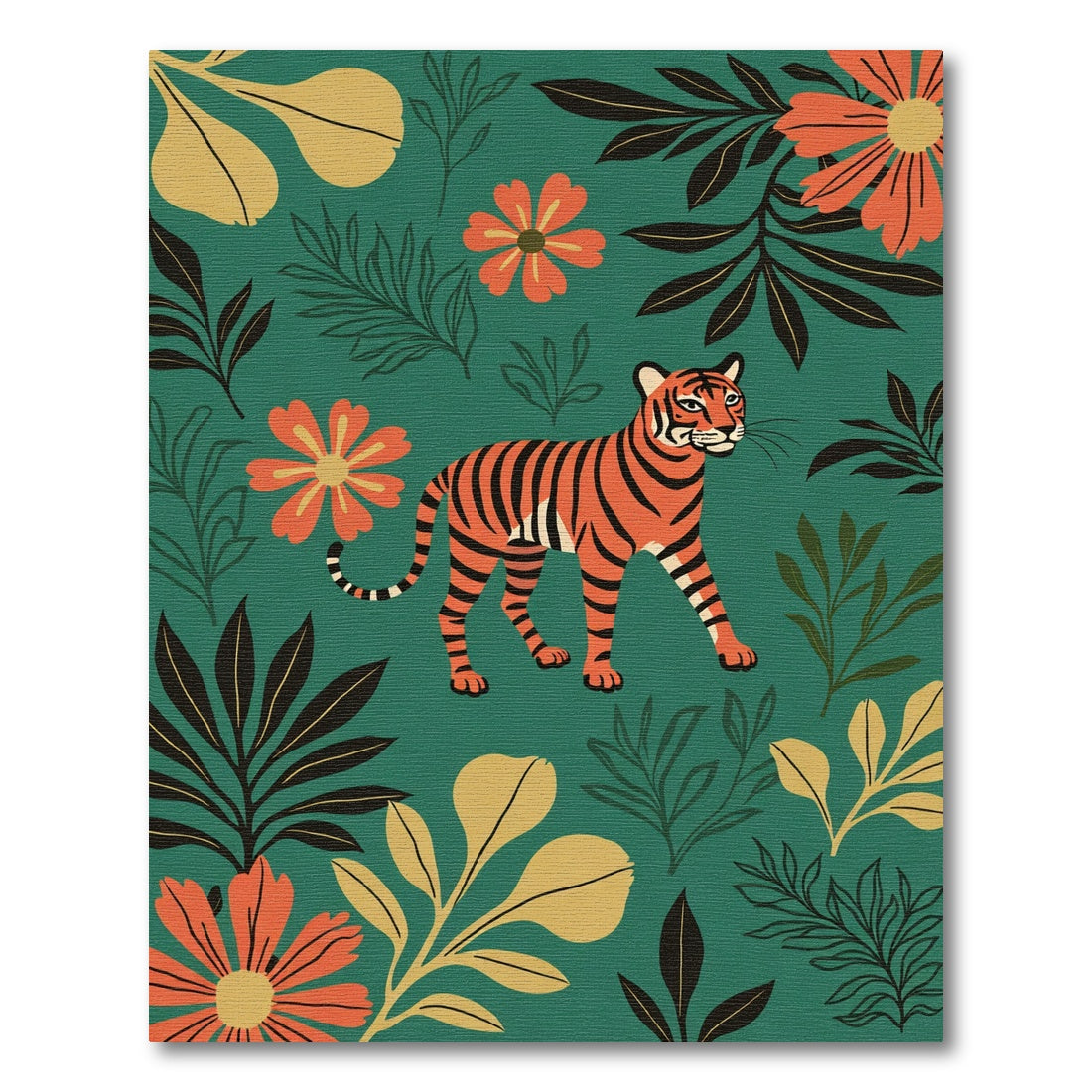 Vibrant Tiger Coral Floral Jungle Rug
