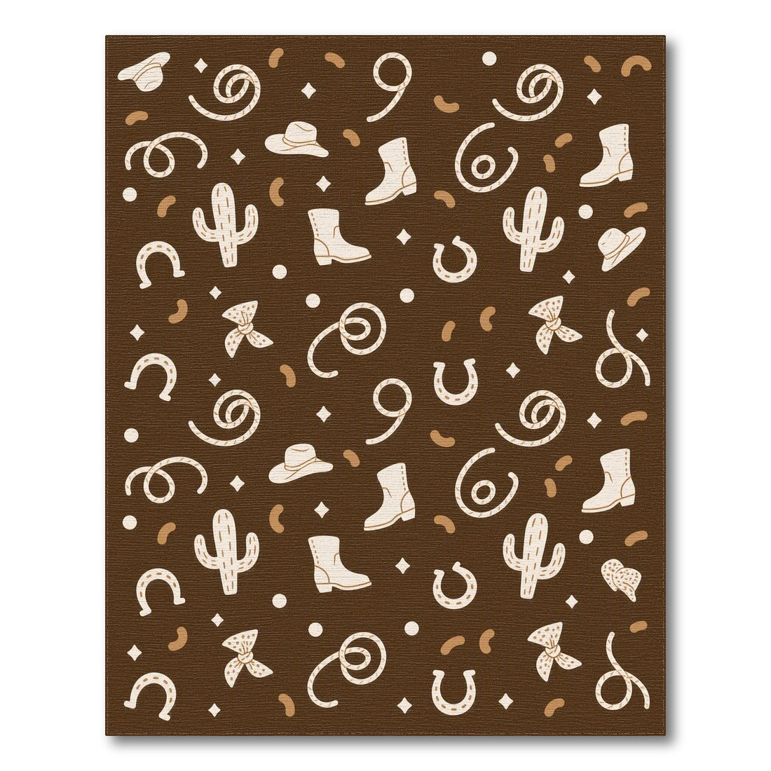 Southwestern Cowboy Cactus Brown Area Rug