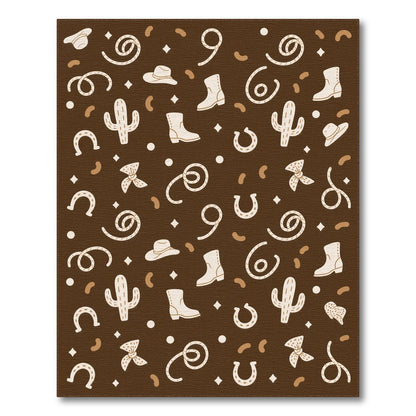 Southwestern Cowboy Cactus Brown Area Rug